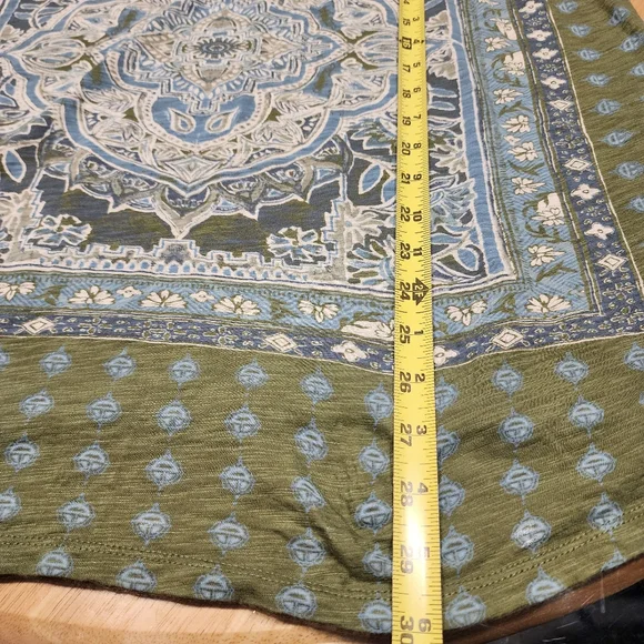 2XL Green white BANDANA print top LUCKY brand Western Print cotton Blend T Shirt - Picture 8 of 9